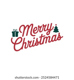 Merry Christmas typography vector design and Christmas ornaments with white background