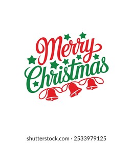 Design vetorial de tipografia de Natal alegre e enfeites de Natal com fundo branco