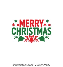 Diseño de Vector de tipografía de Navidades alegres y adornos de Navidades con fondo blanco