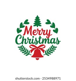 Merry Christmas typography vector design and Christmas ornaments with white background