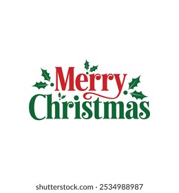 Diseño de Vector de tipografía de Navidades alegres y adornos de Navidades con fondo blanco