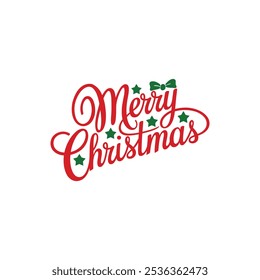 Merry Christmas typography vector design and Christmas ornaments with white background
