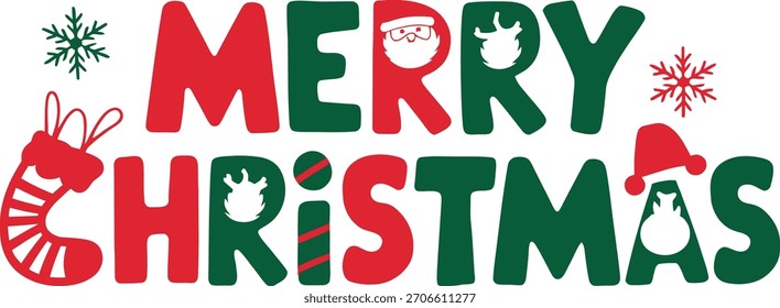 Merry Christmas Typography Vector Design Festive Holiday Lettering Art