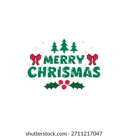 Merry Christmas typography vector design and Christmas ornaments on a minimalist white background