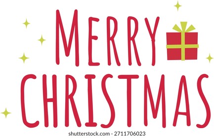 "Merry Christmas" Typography Vector Design.
Holiday Festive  Word Art Clipart.
Transparent background.
