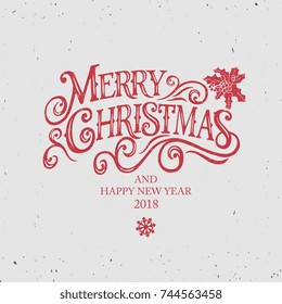 Merry Christmas typography vector design for greeting cards and poster on a textural background design template  celebration. Merry Christmas inscription, lettering. Vector, vintage, illustration.