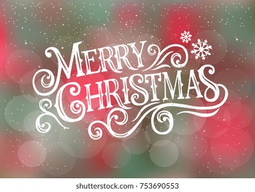 Merry Christmas  typography vector design for greeting cards and poster. Merry Christmas hand lettering on a blurred background. Vector illustration.