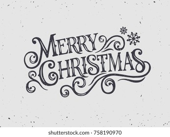 Merry Christmas typography vector design for greeting cards and poster. Merry Christmas hand lettering on a textured background. Design template celebration. Vector illustration.