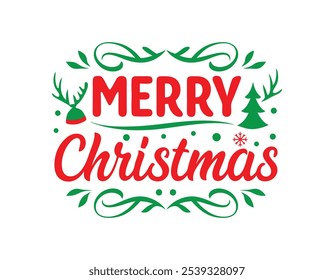 Merry Christmas Typography Vector Illustration Text Design