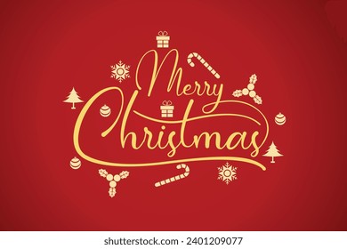 Merry Christmas Typography , Vector Ilustration, diseño de texto. Usable para banners, tarjetas de felicitación, regalos
