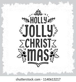 Merry Christmas. Typography. Vector logo, text design. Greeting card.