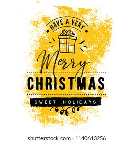 Merry Christmas. Typography. Vector logo, text design. Greeting card.