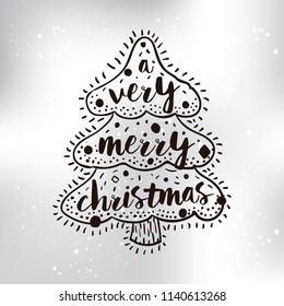 Merry Christmas. Typography. Vector logo, text design. Greeting card.