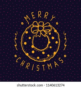 Merry Christmas. Typography. Vector logo, text design. Greeting card.