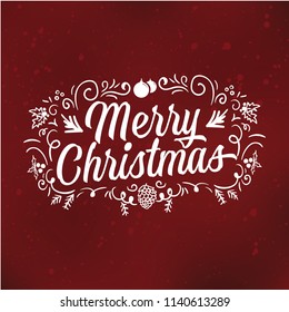 Merry Christmas. Typography. Vector logo, text design. Greeting card.