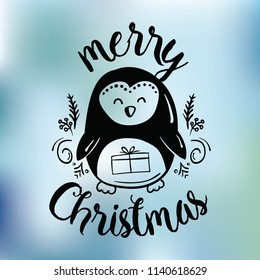 Merry Christmas. Typography. Vector logo, text design. Greeting card.