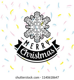 Merry Christmas. Typography. Vector logo, text design. Greeting card.