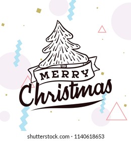Merry Christmas. Typography. Vector logo, text design. Greeting card.