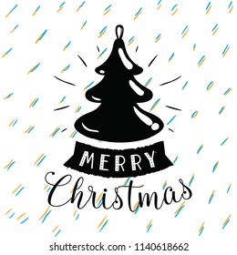 Merry Christmas. Typography. Vector logo, text design. Greeting card.