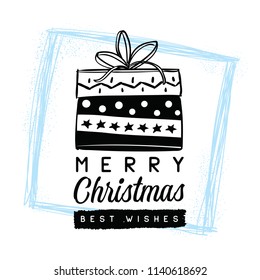 Merry Christmas. Typography. Vector logo, text design. Greeting card.