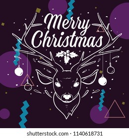 Merry Christmas. Typography. Vector logo, text design. Greeting card.