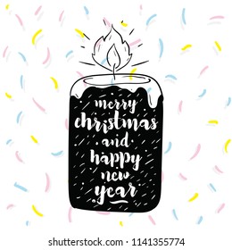 Merry Christmas. Typography. Vector logo, text design. Greeting card.