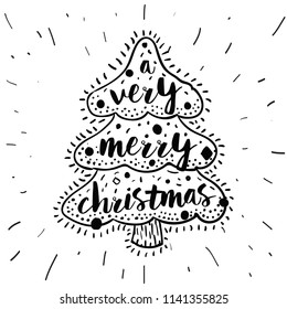 Merry Christmas. Typography. Vector logo, text design. Greeting card.