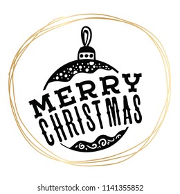 Merry Christmas. Typography. Vector logo, text design. Greeting card.