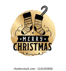 Merry Christmas. Typography. Vector logo, text design. Greeting card.