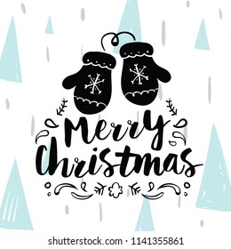 Merry Christmas. Typography. Vector logo, text design. Greeting card.