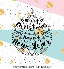 Merry Christmas. Typography. Vector logo, text design. Greeting card.