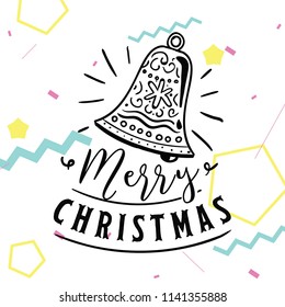 Merry Christmas. Typography. Vector logo, text design. Greeting card.