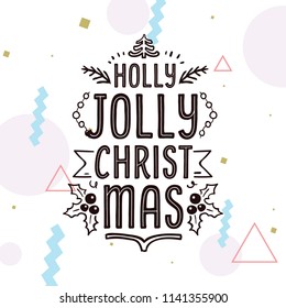 Merry Christmas. Typography. Vector logo, text design. Greeting card.