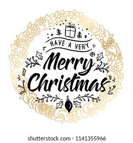 Merry Christmas. Typography. Vector logo, text design. Greeting card.