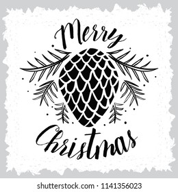 Merry Christmas. Typography. Vector logo, text design. Greeting card.
