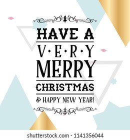Merry Christmas. Typography. Vector logo, text design. Greeting card.