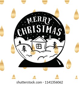 Merry Christmas. Typography. Vector logo, text design. Greeting card.