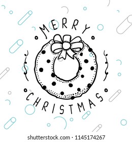 Merry Christmas. Typography. Vector logo, text design. Greeting card.