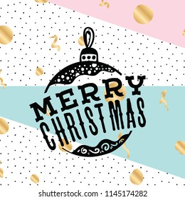 Merry Christmas. Typography. Vector logo, text design. Greeting card.