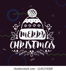 Merry Christmas. Typography. Vector logo, text design. Greeting card.
