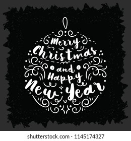 Merry Christmas. Typography. Vector logo, text design. Greeting card.