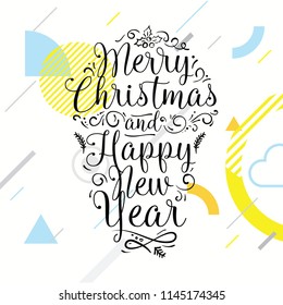 Merry Christmas. Typography. Vector logo, text design. Greeting card.