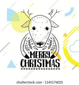 Merry Christmas. Typography. Vector logo, text design. Greeting card.