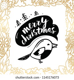 Merry Christmas. Typography. Vector logo, text design. Greeting card.