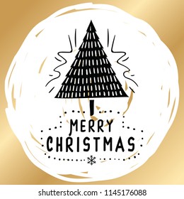 Merry Christmas. Typography. Vector logo, text design. Greeting card.