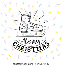Merry Christmas. Typography. Vector logo, text design. Greeting card.