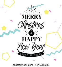 Merry Christmas. Typography. Vector logo, text design. Greeting card.