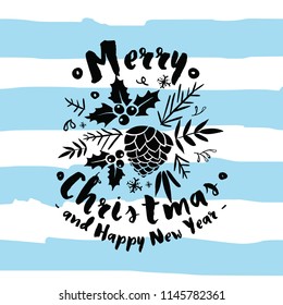 Merry Christmas. Typography. Vector logo, text design. Greeting card.