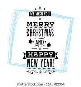 Merry Christmas. Typography. Vector logo, text design. Greeting card.