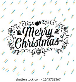 Merry Christmas. Typography. Vector logo, text design. Greeting card.